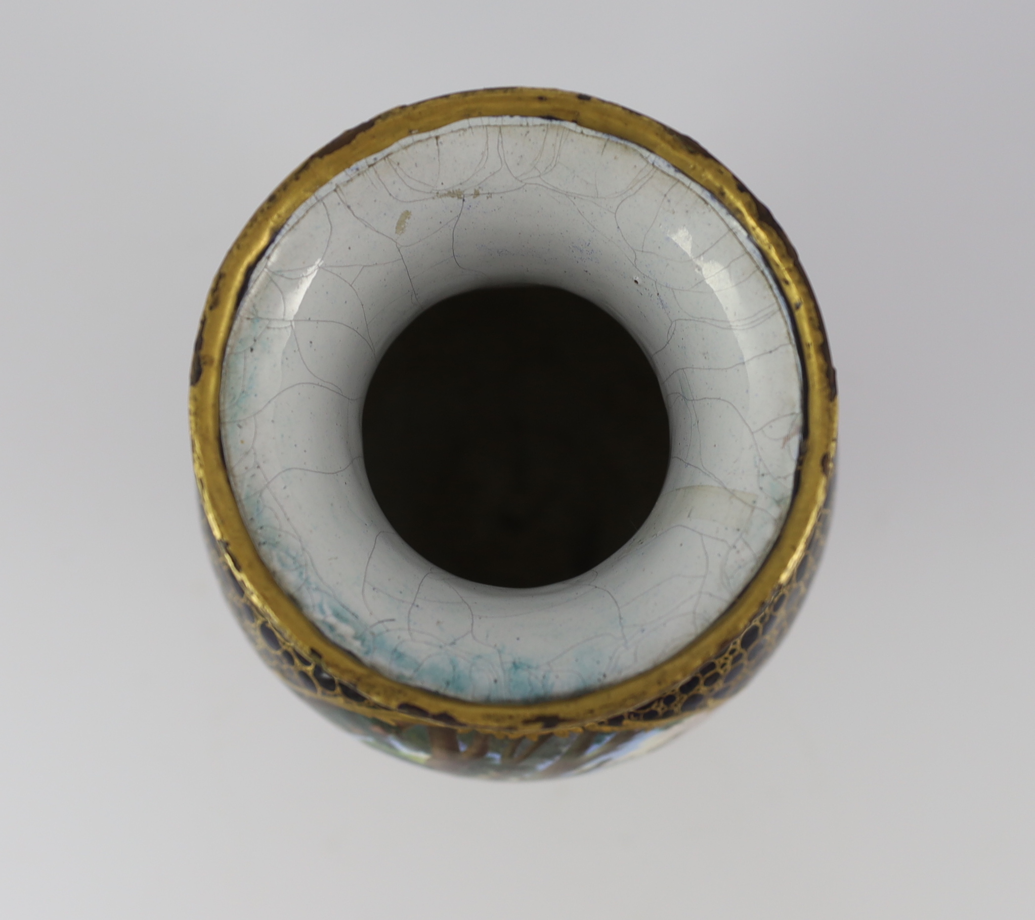 A rare neo-classical enamel on copper vase, probably Vienna 18th/19th century